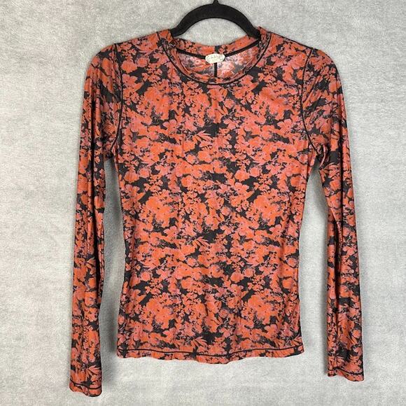 Free People Tops - Intimately Free People Top Womens Medium Black Floral Long Sleeve Stretch Comfy